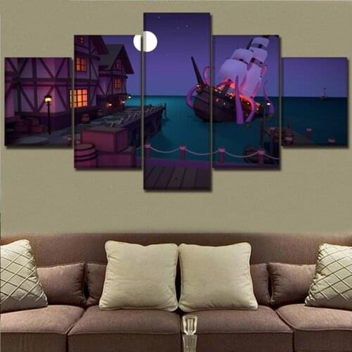 5 Piece Moon Night view Diamond Embroidery 5D Diy Diamond Painting Seascape/Dock/ Ship Mosaic Full Square Round Drill ZP-1845