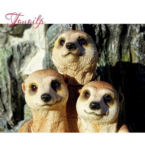 TOUOILP Full 5D Diy Daimond Painting "Stokstaartjes" 3D Diamond Painting Rhinestones Diamant Painting Embroidery Scenery