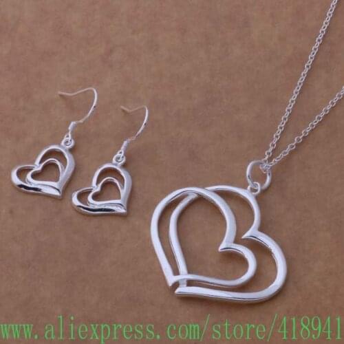 Free shipping silver plated Jewelry Sets Earring 327 + Necklace 148 /effamwma bghajxoa AS237