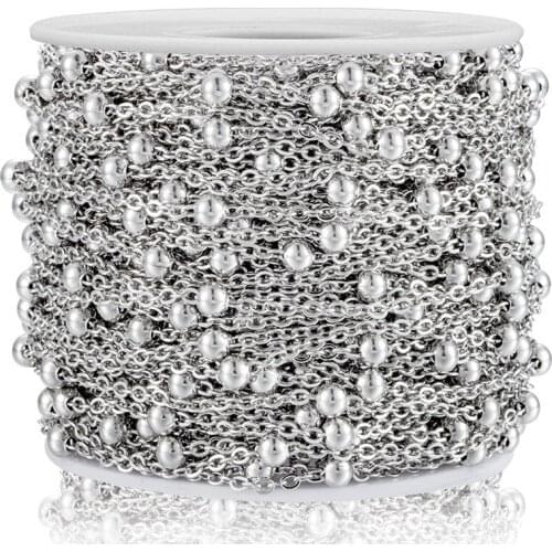 1 Meter Stainless Steel Beads Satellite Cable Link Chain For DIY Necklace Bracelet Anklet Jewelry Making Supplies Width 1.5mm