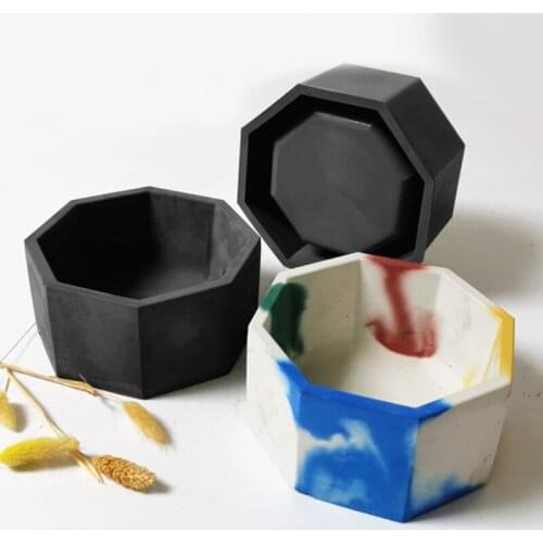 Storage Cup Epoxy Resin Mold Octagonal Cement Flowerpot Casting Silicone Mould