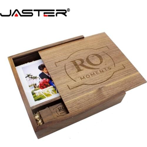 JASTER (1PCS free LOGO) Photography Wooden Photo Album usb+Box usb flash drive U disk Pendrive 8GB 16GB 32GB 64GB Wedding video