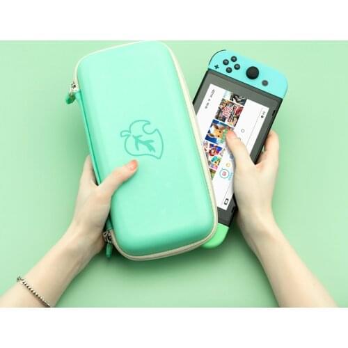 Geekshare Green Leaves Storage Bag Animal Crossing for Nintend switch NS Travel Case Controller Hard Carry Portable Pouch