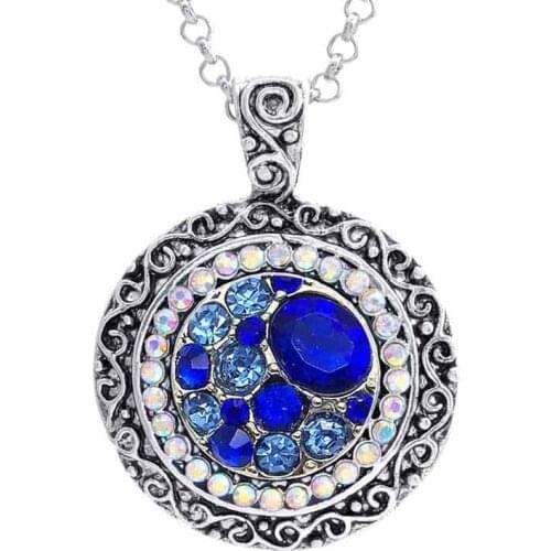 Hot sale 240 flower 18mm rhinestone Snap button necklace Pendant jewerly Necklaces for women Charm jewelry Gift