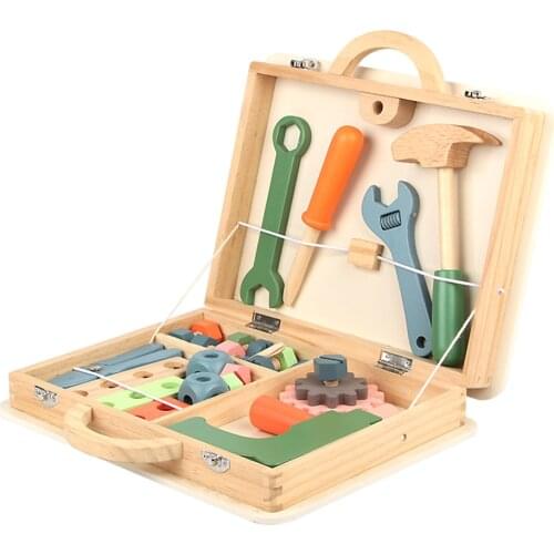Wooden Toolbox Pretend Play Kits Montessori Toy Role Play Nut Screw Gifts