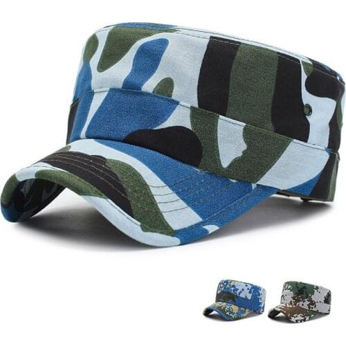 Bauhinia brand mens summer camouflage military cap womens casual hat flat cap outdoor cap sun visor military training hat