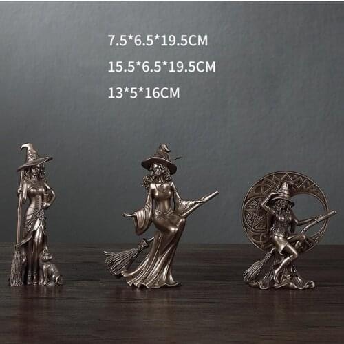 3Pcs Witch Figurines Wizard Sculpture Office Statue Decor Modern Ornament