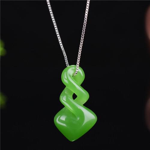 Natural Hetian Jade Green Colour Pendant Fashion Accessories Hand-Carved man and woman Luck Amulet Gifts