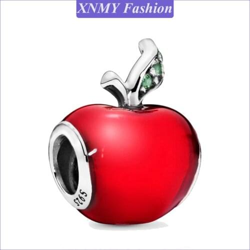 XNMY Hot Sale Silver Color Beads Snow Whites Red Apple Charms Pendant fit Original Pandora Bracelets Women DIY Jewelry