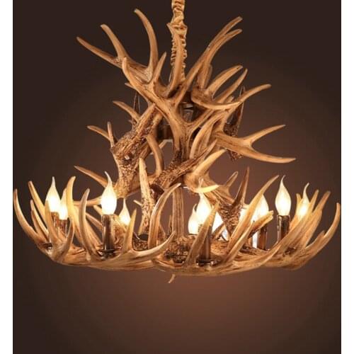 Candle Antler Chandelier Lighting Retro Resin Deer Horn Lamps Home Decoration Lighting E14 110-240V Well Package No Broken