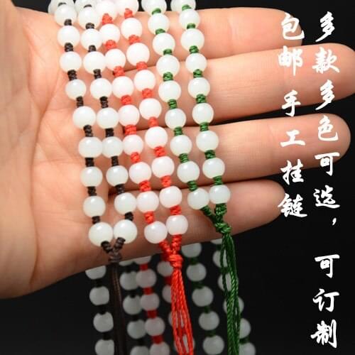 Natural handmade jade pendant necklace rope genuine green jadeite jade rope chain jade jewelry 10pcs/Lot wholesale lots bulk