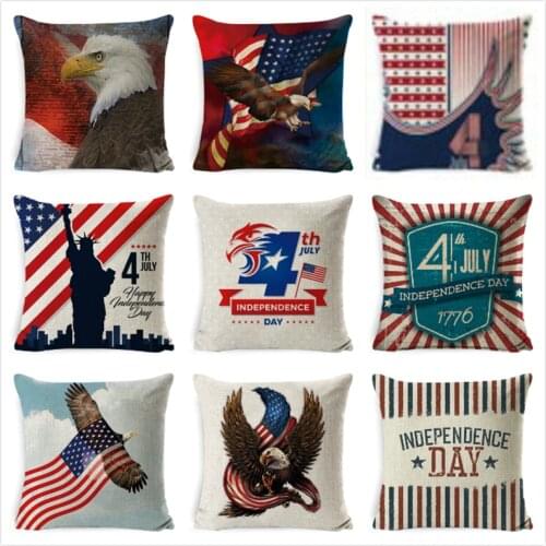 Happy Independence Day Cushion Cover Sofa Pillow Cover Home Decor July 4th Pillow Case 45x45cm Cojines PillowCase Funda Cojin