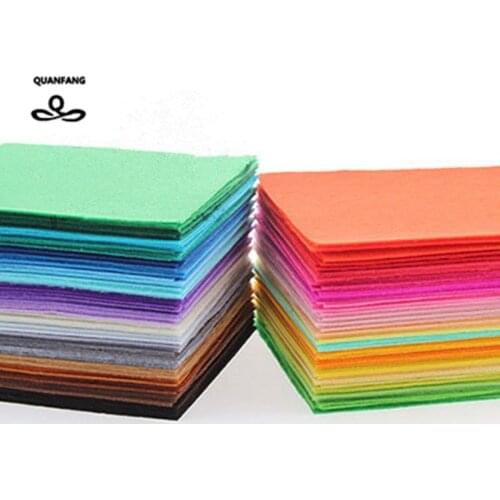 QUANFANG Nonwoven Felt Fabric 1mm Thickness Polyester Cloth of Home Decoration Bundle for Sewing /DIY Dolls Crafts 40pcs 15X15cm
