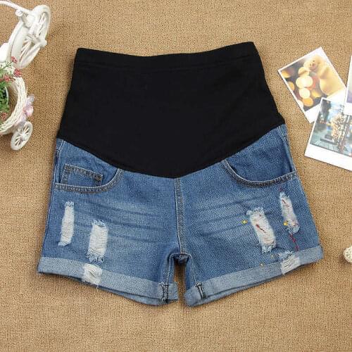 New Maternity shorts Jeans Pants For Pregnant Women Denim Shorts Elastic Waist Denim Adjustsable Jeans Short For Pregnancy Belly