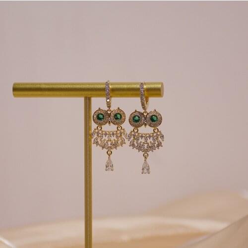 New Design Fashion Jewelery Crystal Owl Exquisite 14K Real Gold Plated Earrings for Woman Holiday Party Daily Elegant Earring