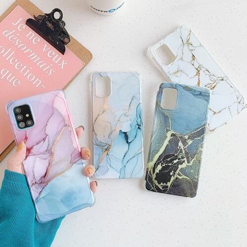 Colorful Marble Phone Cover For Samsung A71 A51 A50 A20 Note 20 Ultra S21 S10 Plus Note 10 Pro Case Soft IMD Shockproof Bumper