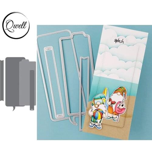 QWELL 4pcs/set Mixed Slimline Banner Frame Metal Cutting Dies Craft Paper Cards Making Template 2021 DIY Scrapbooking