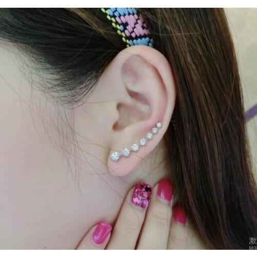 Fashion Super shiny crystal row of starry seven stars with beads zircon stud earrings for women birthday party gift