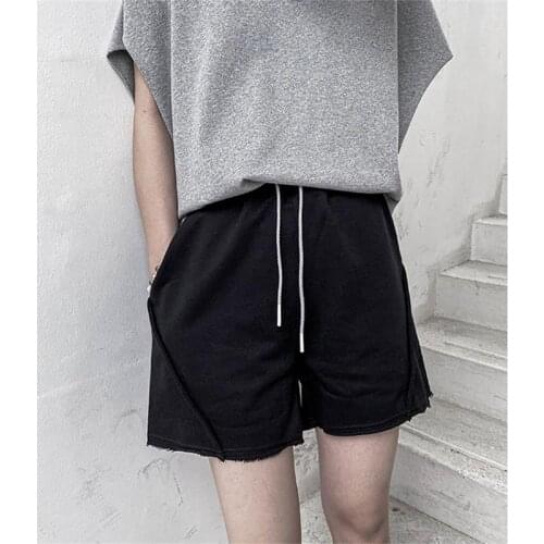 Large size solid color wide leg shorts womens summer 2021 new loose pocket high waist slim casual pants