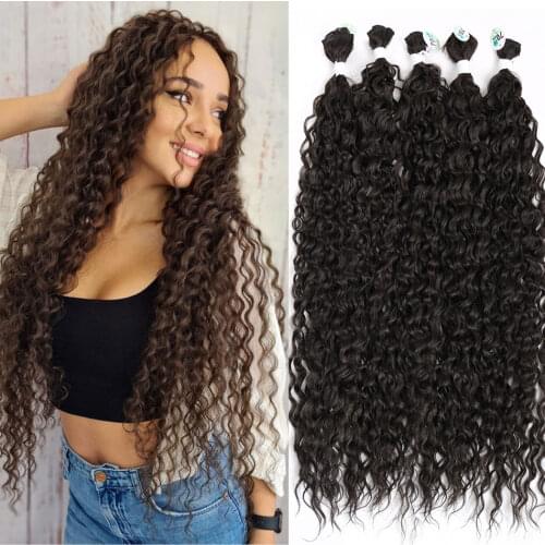 Synthetic Hair Bundles Corn Curly Hair Extensions 24-28 inch 9Pcs/300G Brown Weave Hair Synthetic Fiber Hairpieces BOOMING HAIR