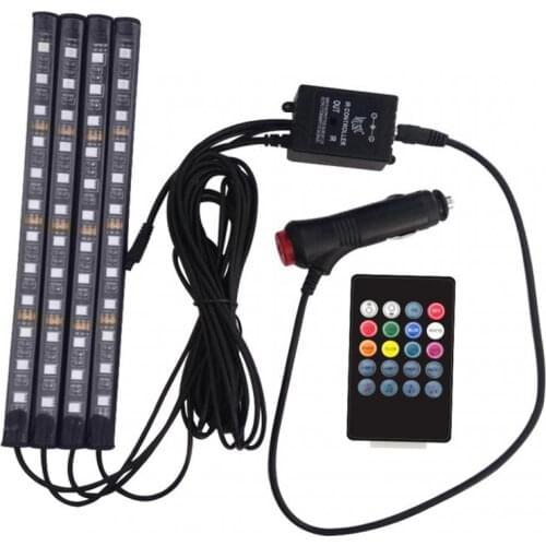 16 Color LED Light Car Interior Atmosphere LED RGB Strip Light Under Dash Floor Foot LED RGB Light Lighting Music Control