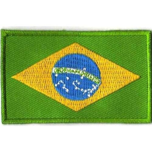 2.5" Brazil Flag Cloth Patches/Embroidery Patch merrow &flat broder iron on backing free shipping by Post
