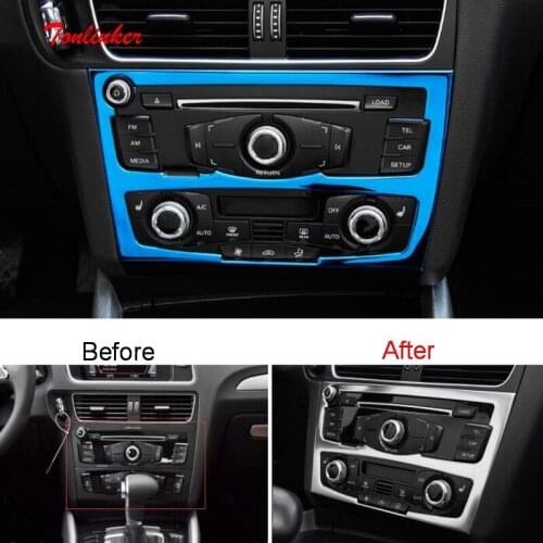 Tonlinker Interior CD Air Panel Cover case Stickers for AUDI A4L/A5/Q5 2009-18 Car styling 1 PCS stainless steel Cover stickers