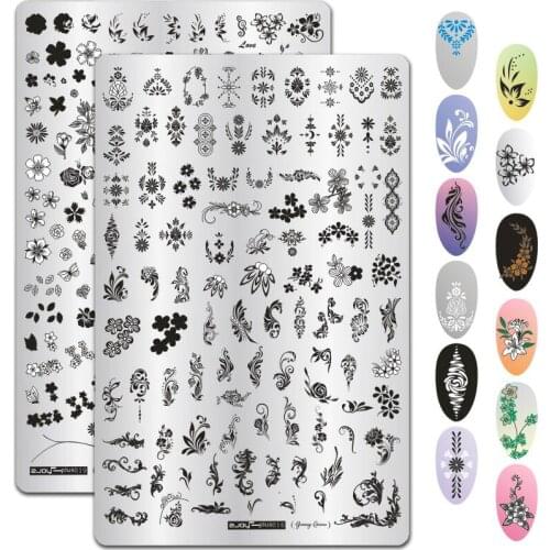 9.5*14.5CM Leaves Flowers Pattern Nail Stamping Plates Image Painting Nail Art Stencils Template Manicure Nail Stamp Tools