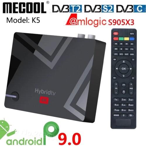 MECOOL K5 Android TV BOX DVB-T2/S2 Android 9.0 4K Amlogic S905X3 Quad-cord 2.4G/5G 2T2R WiFi 2GB / 16GB H.265 VP9 BT4.2