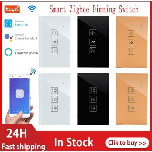 New Tuya Zigbee 3.0 Smart Touch Switch US Smart Dimming /Fan / Curtain Switch Smart Home AC90-240v Work With Alexa Google Home