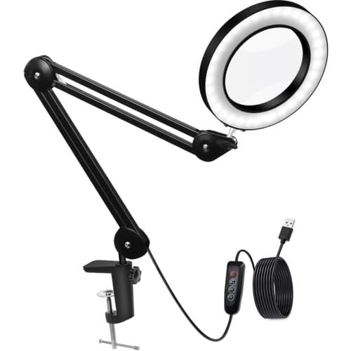 5X LED Magnifying Glass Len Lamp Desk Table Light Loupe Reading/Rework/Soldering