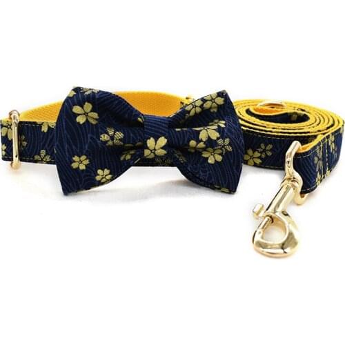 Engrave name phone ID bow dog collar leash bowknot puppy collar metal buckle manufacturer flower necklace factory price 4 sizes