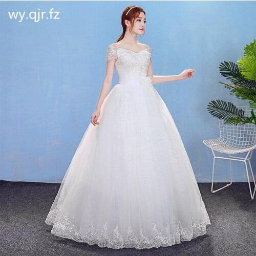 HMHS-Y809#Brides Wedding Dress Ball Gown Lace Up Long Wholesale Cheap Womens Clothing Party Dresses Boat Neck Embroidered