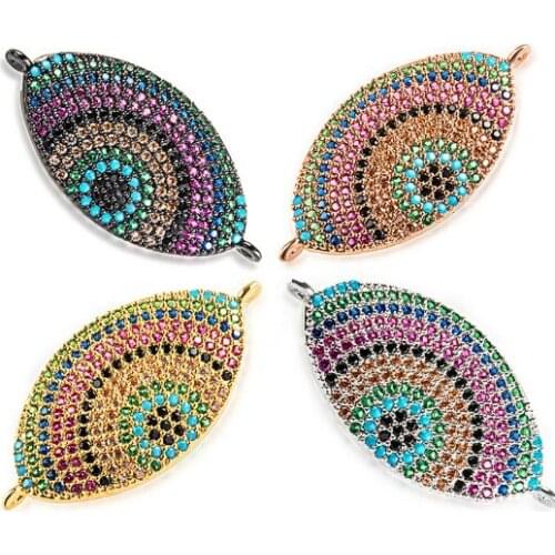 16*33mm Evil Eye multicolor micro pave cz zircon cubic zirconia beads DIY Copper necklace bracelet connectors accessories ef24