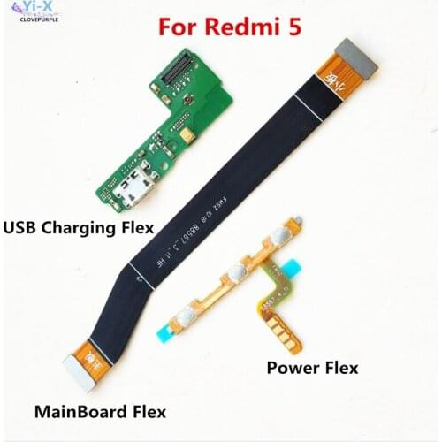 20x Power Volume Flex & USB Charging Dock Flex Cable & Motherboard MainBoard Connections Flex Cable For Xiaomi Redmi 5
