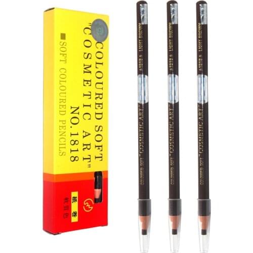 3pcs Eyebrow Pencil Soft Crayon Waterproof Eye Brow Pencil light brown Makeup Pen Cosmetic Tools 1818 Apply Shape Dye