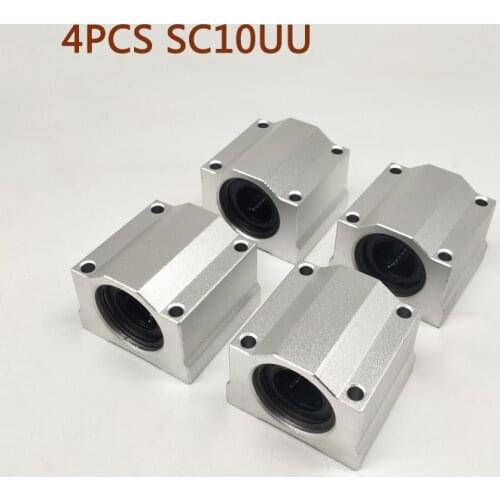 4pcs/lot SC10UU SCS10UU 10mm linear guide Linear axis ball bearing block with LM10UU bush, pillow block linear unit for CNC part