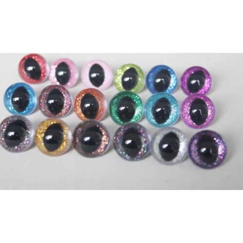 500pcs/lot N18 12mm 13 14 15 18 25mm plastic glitter clear safety toy cat eyes + glitter +hand washer--color option