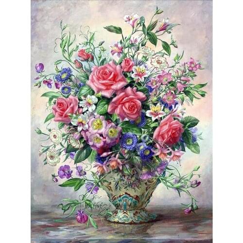 Diamond embroidery rose flower vase 5d diy diamond painting Cross Stitch full square drill Rhinestone mosaic home decoration