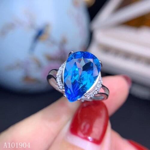 KJJEAXCMY boutique jewelry 925 sterling silver inlaid natural topaz gemstone female luxury ring support detection