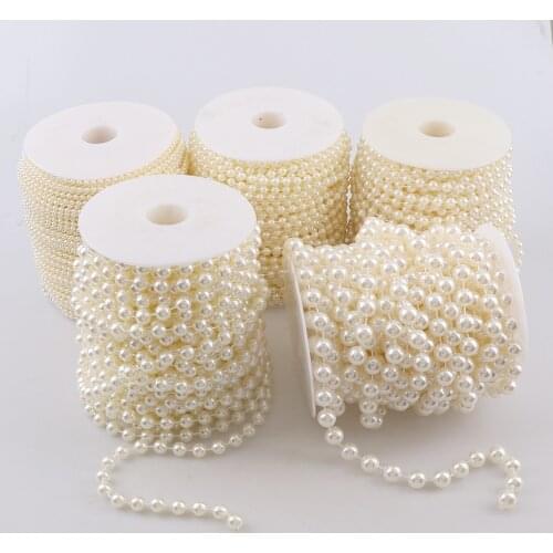 3-10mm Whole Roll Fishing Line Artificial Imitation Pearl Round Beads Chain For Wedding Bridal Bouquet Flower Decoration