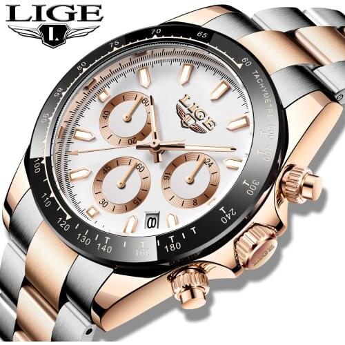 2021 LIGE Top Brand Luxury Mens Watches Full Steel Watch Male Military Sport Waterproof Watch Men Quartz Clock Relogio Masculino