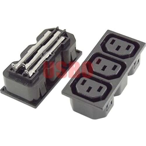 Black Copper 10A 250V IEC320-C13 3 Jack embedded PDU cabinet female socket universal AC power socket industrial outlet