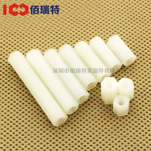 Black separation column hexagonal double-pass isolation column nylon spacer column plastic support column M3 M4 50PCS