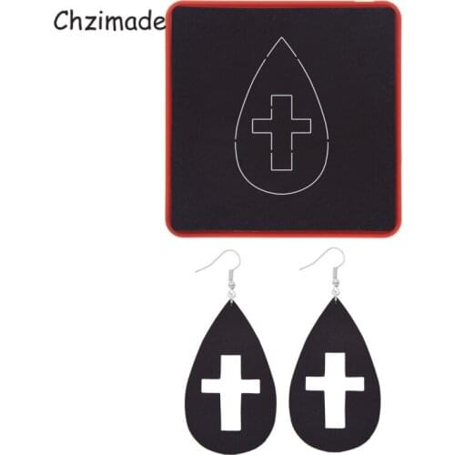 Chzimade Cross Earring Wooden Cutting Dies Mold For Die Cutter Machine Leather Cuts Dies Punch Board Handmade Crafts