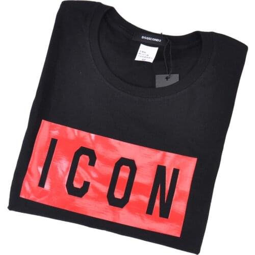DSQICOND2 White & Black Casual T-shirts ICON Printed Men Fitness designer Mens o neck Man T-shirt For Male Tshirts High quality
