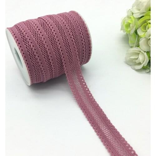 5yards/lot 5/8"(16mm) Pale Mauve Bilateral Lace Grid Fold Over Elastic Spandex Lace Band Ties Hair Accessories Lace Trim