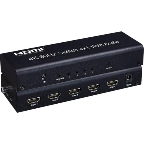 2021New 4x1 HDMI Switch Switcher 4 ports HDMI with Audio 3D Hdmi Female Connector IR Remote Control HDCP2.2