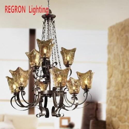 Kitchen Tiffany Chandeliers Retro Glass Led E27 Chandelier Fixtures For Living Room Lounge Parlor Traditional Suspension Lights