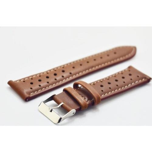 KZfashion Leather StrapHandmade light brown18-24mm Vintage pattern Watch Band Strap Watchband new style